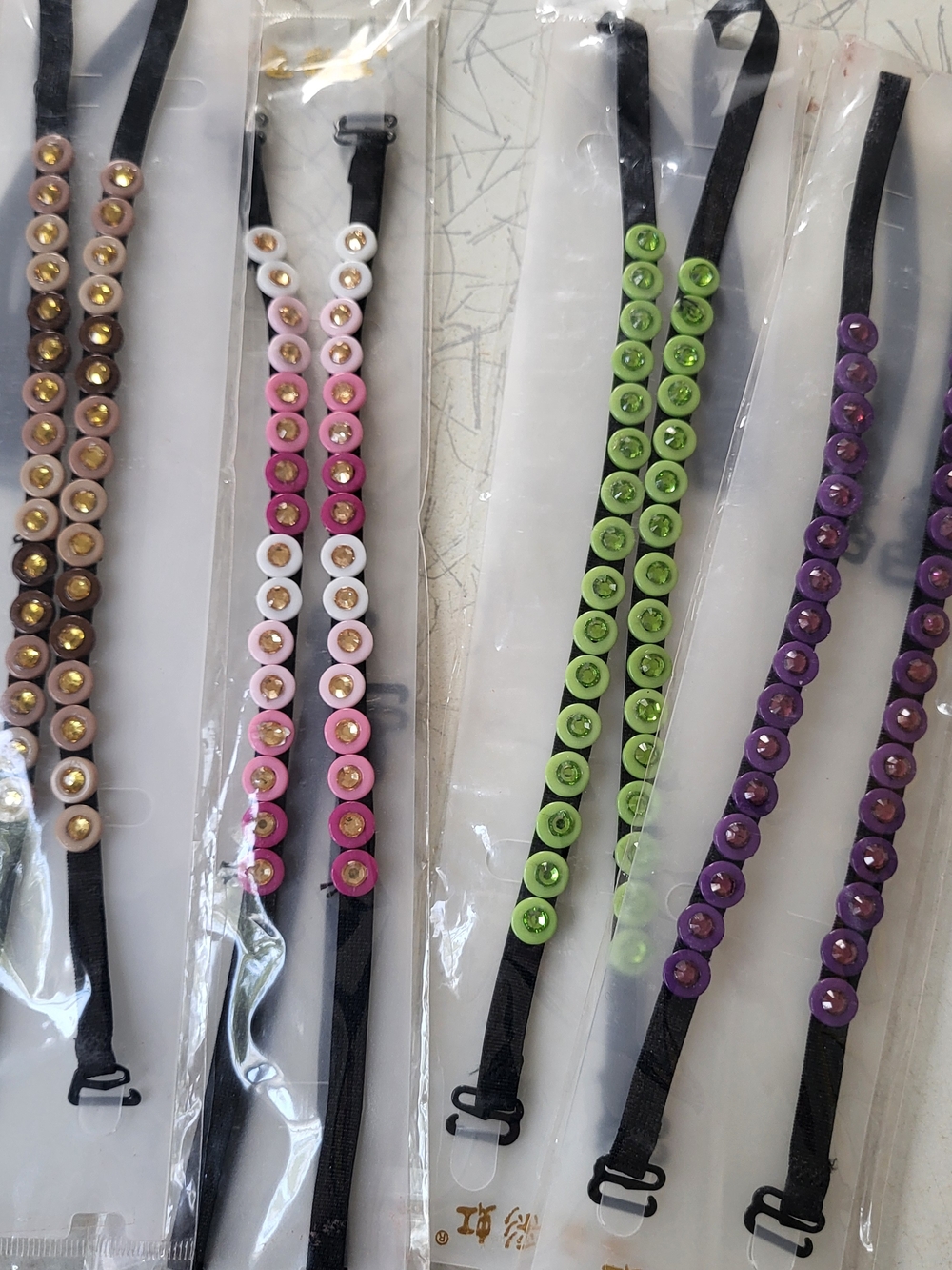 Fashion Bra Straps Womens One Size Multicolor Rhinestone Adjustable 4 Pack